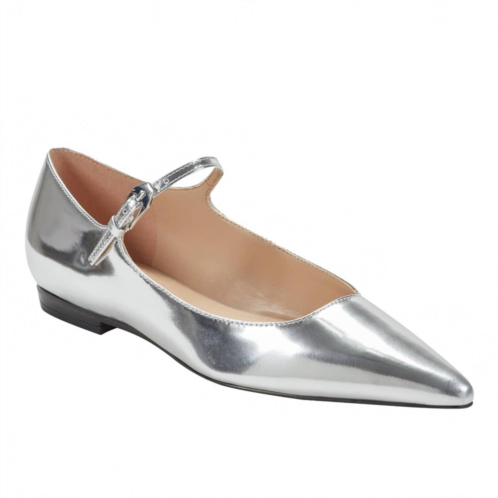 MARC FISHER womens trella leather mary jane flat in silver