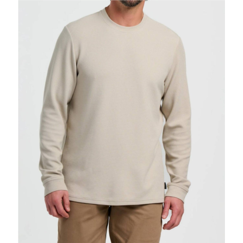 FREE FLY waffle crew sweatshirt in sandstone