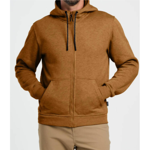 FREE FLY mens bamboo northcoast fleece full zip hoodie in russet