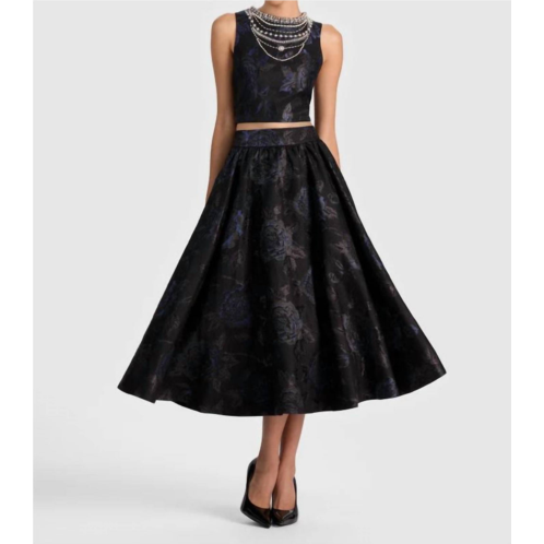 Alice olivia nilda midi skirt in black