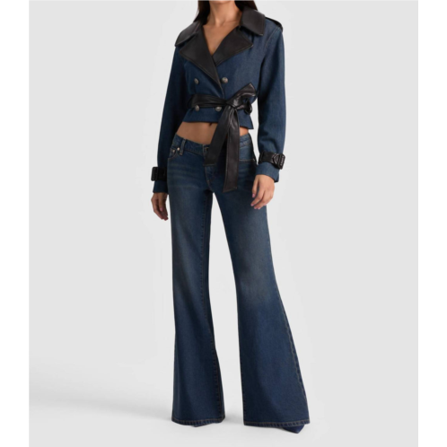 Alice olivia keith cropped denim trench coat in clementine tint