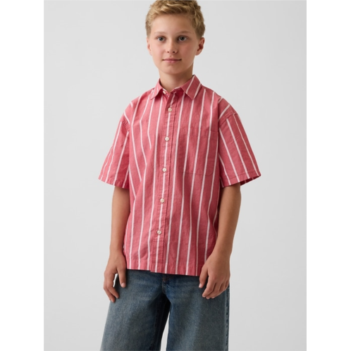Gap Kids Organic Cotton Poplin Relaxed Stripe Shirt