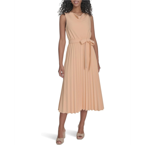 Calvin Klein Scuba Crepe Pleat Skirt Dress