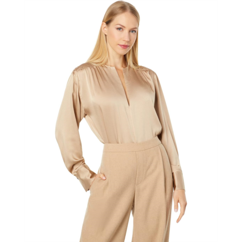 Vince Smocked Long Sleeve Blouse