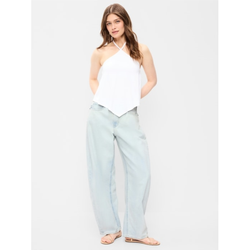 OldNavy High-Waisted Rounded Wide-Leg Barrel Jeans