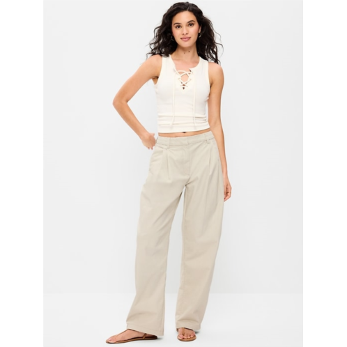 OldNavy Mid-Rise Twill Barrel-Leg Pants
