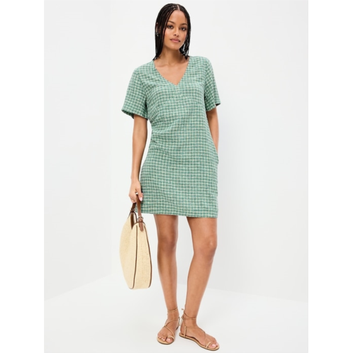 OldNavy Short-Sleeve Linen-Blend Mini Shift Dress