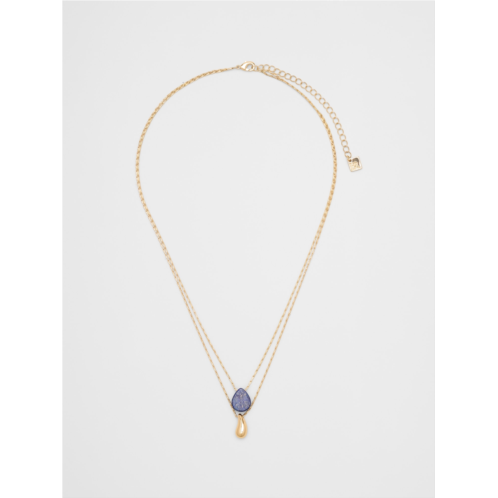 bananarepublic Layered Lapis Bean Delicate Chain Necklace