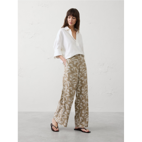 bananarepublic Wide-Leg High-Rise Linen-Blend Pant