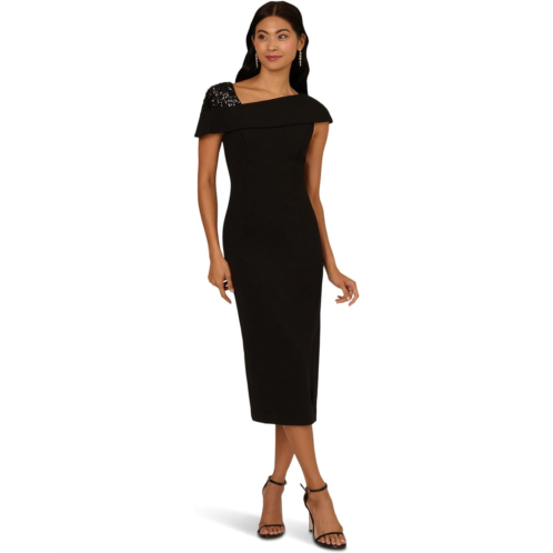 Adrianna Papell Beaded Crepe Midi Dress