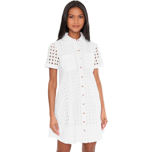 Womens CeCe Short Sleeve Eyelet Collared Babydoll Dress