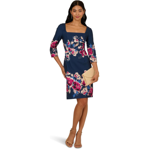 Adrianna Papell Border Floral Midi Dress