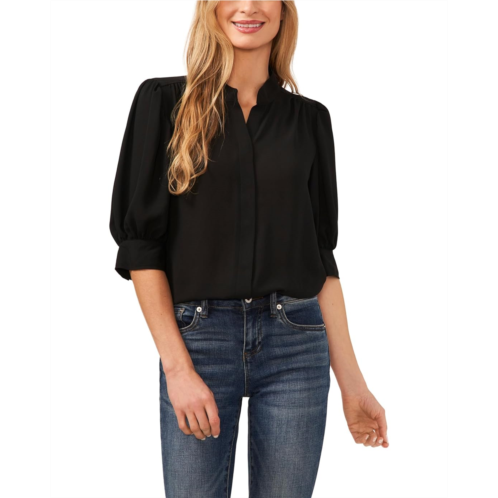 Womens CeCe Elbow Sleeve Open Collar Blouse