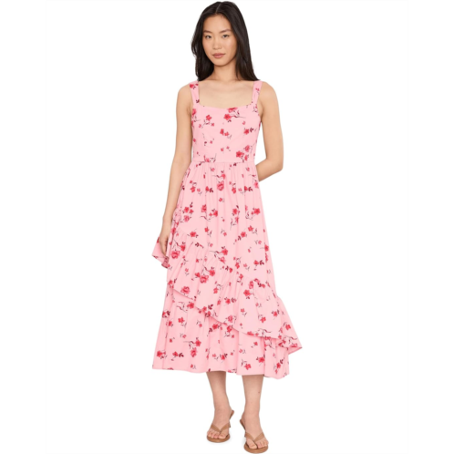 Womens CeCe Asymmetrical Ruffle Hem Midi Dress