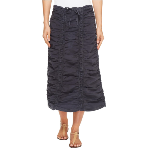 Womens XCVI Stretch Poplin Double Shirred Panel Skirt