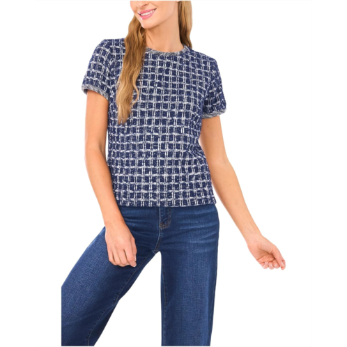 CeCe Plaid Crew Neck Short Sleeve Baby Tee