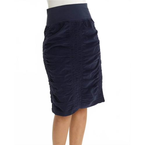 XCVI stretch cord midi trace skirt in navy