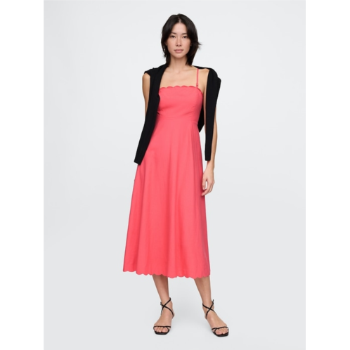 Gap Linen-Blend Scalloped Midi Dress