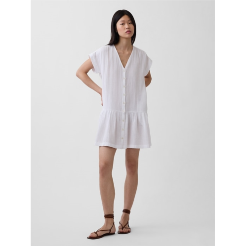 Gap Cotton Gauze V-Neck Tunic Dress