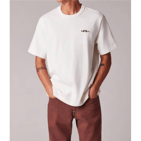 Paul Smith logo embroidery cotton t-shirt in ecru