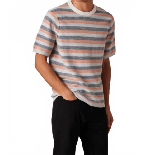 Paul Smith textured stripe knitted t-shirt in blue and orange multi