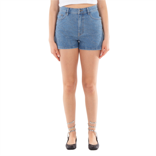 Rotate ladies light blue denim rhinestone denim shorts