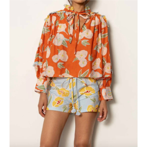 CAROLINA K floral cabana shorts in blue peonies