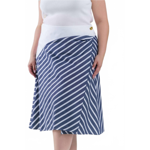 TANYA TAYLOR ziggy midi skirt - plus in dark marina and white