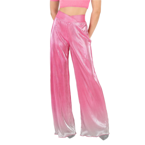 Rotate ladies silvery pink glo gradient plisse straight pants
