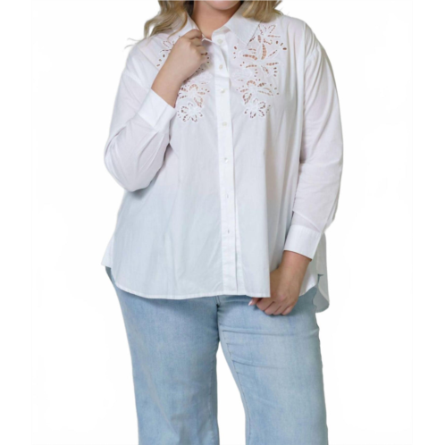 TANYA TAYLOR calandra button down embroidered top in white