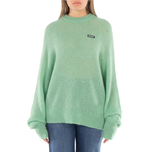 Rotate ladies grayed jade light knit logo sweater