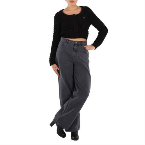 Rotate black chunky-knit cropped cardigan