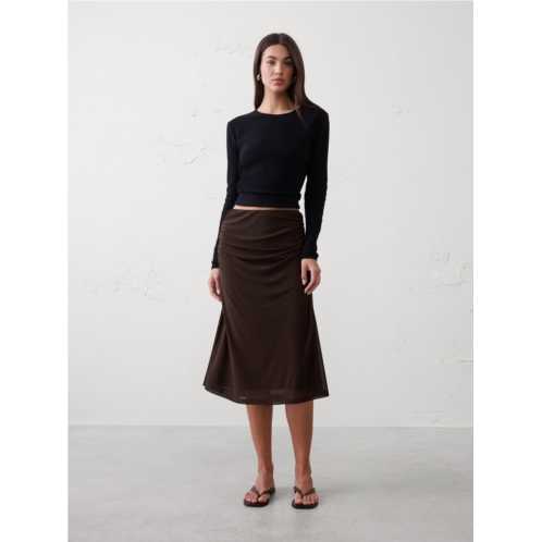 bananarepublic Mesh Shirred-Waist Midi Skirt