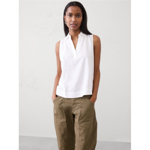 bananarepublic Linen-Blend Popover Top