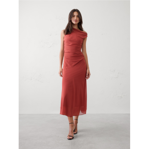 bananarepublic Asymmetrical Side-Ruched Midi Dress