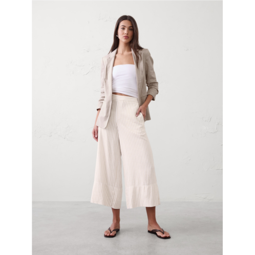 bananarepublic Anyday Wide-Leg High-Rise Linen-Blend Cropped Pant