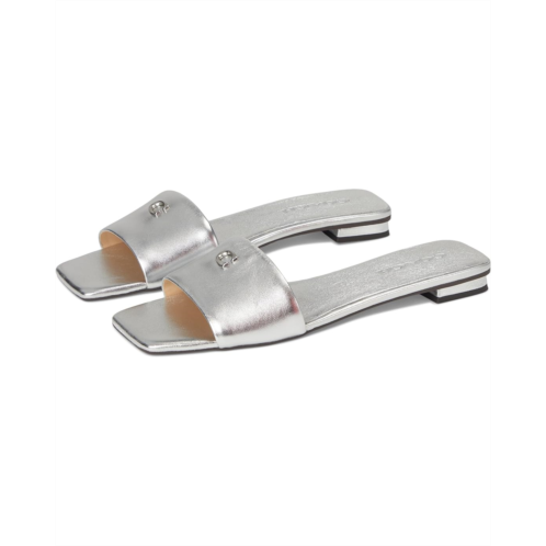 COACH Sculpted C Metallic Leather Flat Sandals