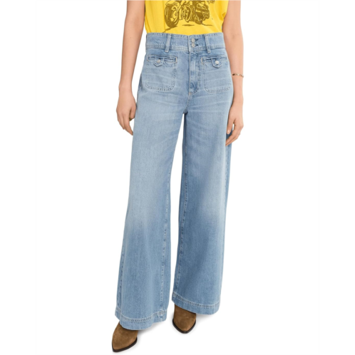 Paige Cameron Wide Leg 31 With Wide Waistband And Welt Pockets In Sunshine