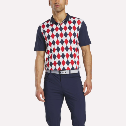 Reebok Mens Vector Argyle Print Polo