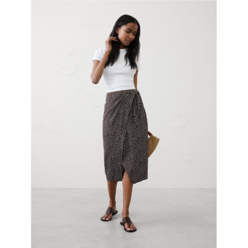 bananarepublic Linen-Blend Faux-Wrap Midi Skirt