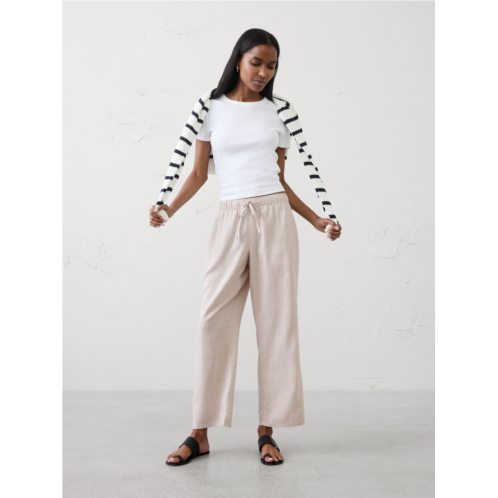 bananarepublic Straight-Leg Mid-Rise Linen-Blend Pant