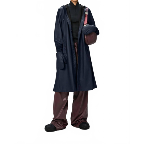 Rains a-line longer waterproof jacket in navy
