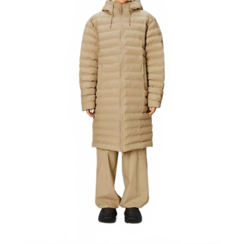 Rains unisex lohja longer puffer jacket in sand