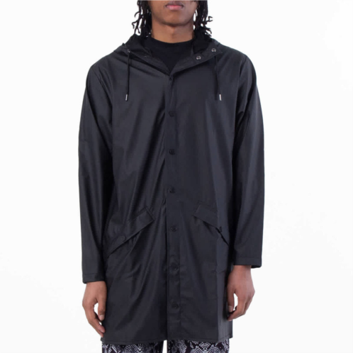 Rains black lightweight waterproof long jacket