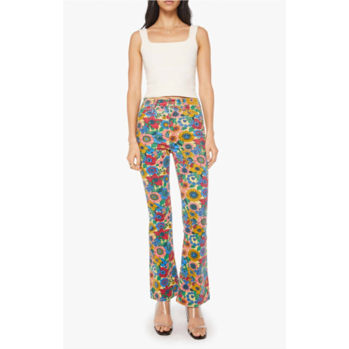 Mother high waisted weekender skimp flared jeans in track and flower fields