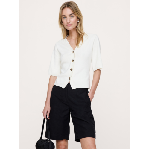 Bananarepublic Larkspur Cotton-Silk Short-Sleeve Cardigan