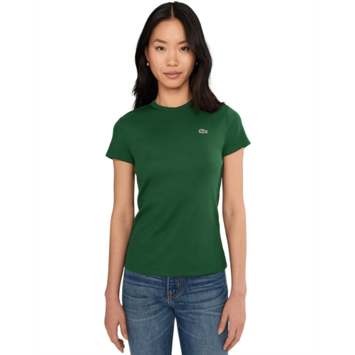 Womens Lacoste Slim Fit Ribbed Cotton T-Shirt