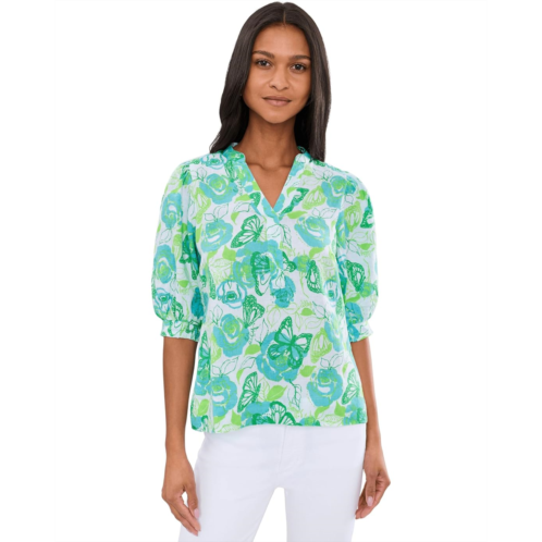Womens Lilly Pulitzer Mialeigh Elbow Sleeve Linen Top