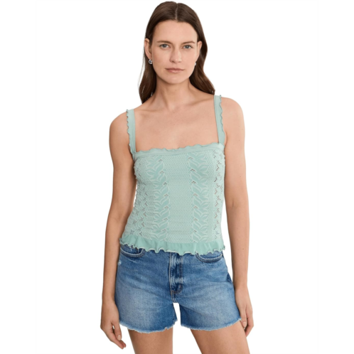 Womens Free People So Soft Frill Square Neck Tank