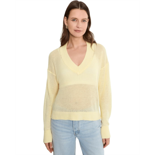 Womens Madewell Linen Arline V-neck Pullover- Finer Count